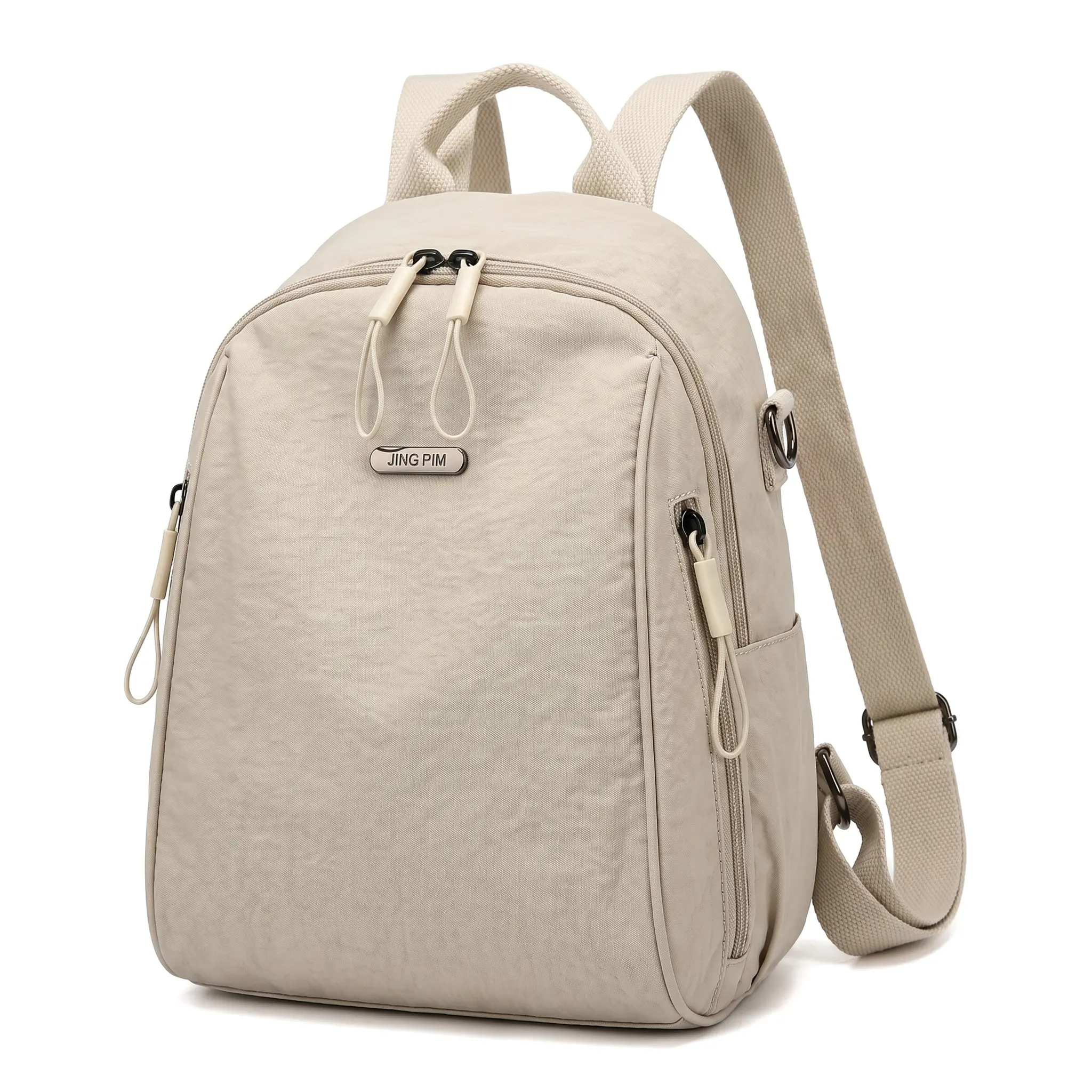 Women's Convertible Backpack Shoulder Bag, Lightweight Solid Polyester Travel Bag for Daily Commute, Fits 8 Inch Laptop, Fits Laptop, Unisex, Oxford Cloth, Zipper