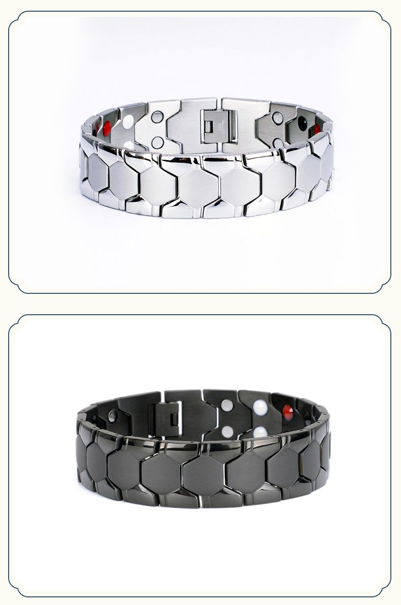Titanium steel bracelet, wide version, men's stainless steel jewelry, in-stock wholesale, pure titanium magnetic bracelet, high-efficiency magnetic therapy bracelet