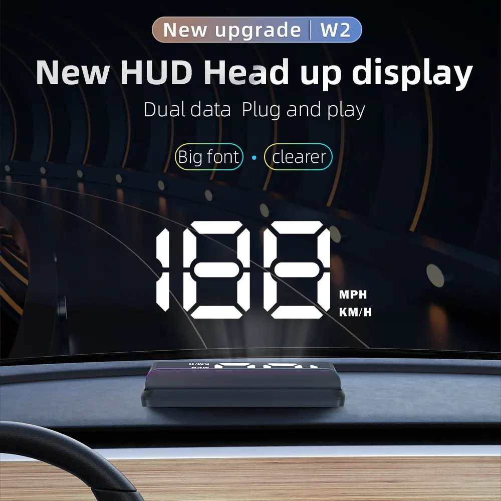 Universal Car HUD Head Up Display, GPS/OBD2 Dual System Digital Speedometer, Plug & Play MPH/KMH Speed Projector, Car Gadgets for Safe Night Driving, Fits All Vehicles