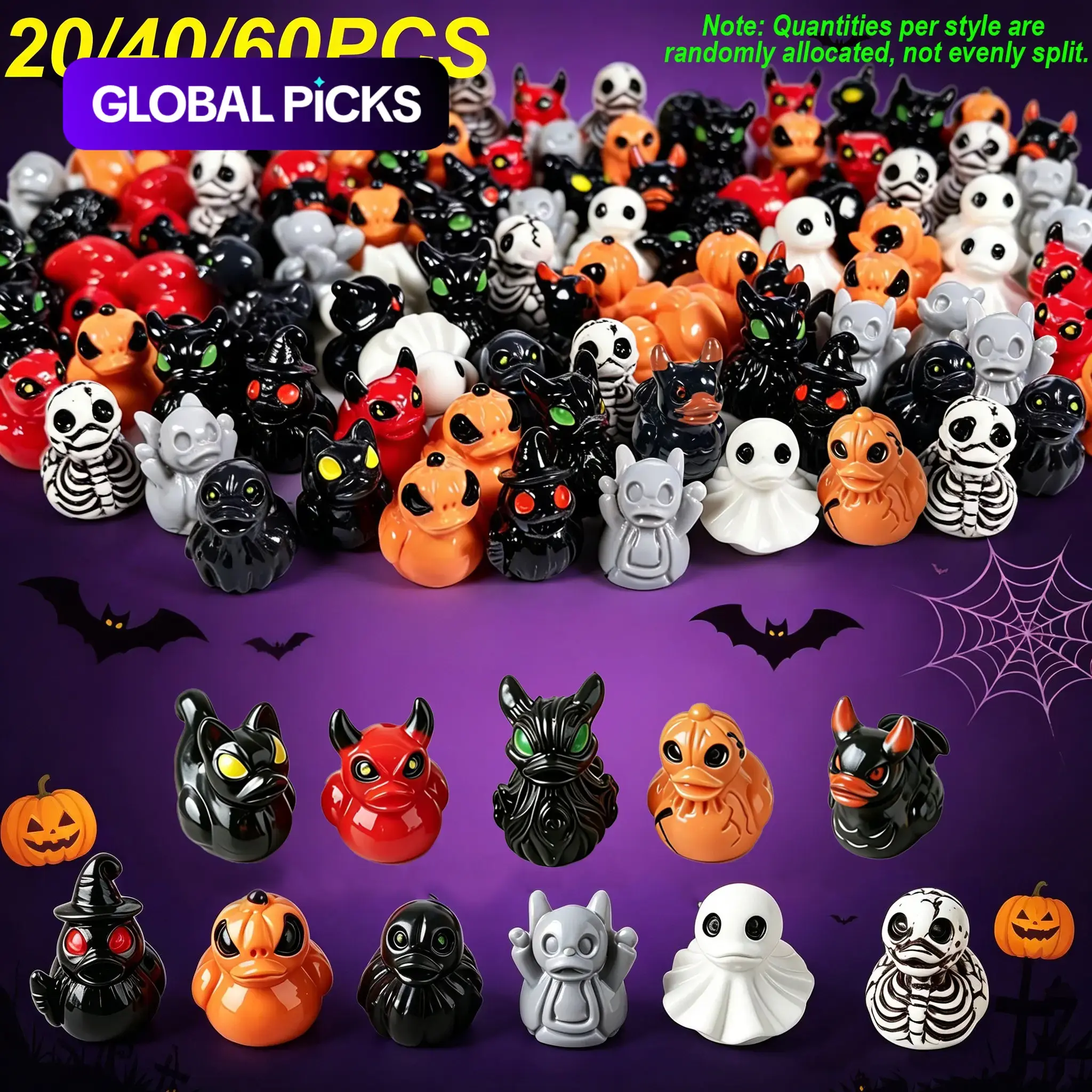 Mini Devil Ghost Skull Resin Ducks, Cute Spooky Desktop Decor, Creative Desktop Ornament, Mini Garden Ornament, Home Decor Ornament, Halloween Christmas Decoration, Party Gift, Decorative Piece, Decorative Ornaments #GLOBAL PICKS