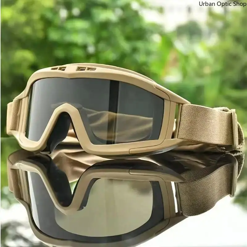 XUH Unisex Tactical Goggles, Synthetic Frame Impact-Resistant Eyewear with Adjustable Strap, UV Sun Protection and Fog-Resistance for Outdoor Sports, Goggles Glasses, Uv Prevention, Safety Goggles