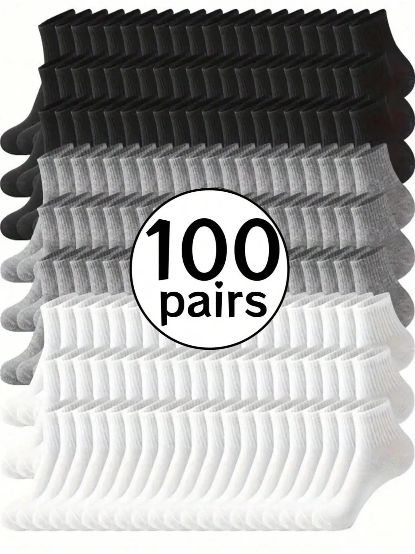 100/50 Pairs Classic // Crew Socks, Comfortable Breathable Sports Athletic Socks for Daily Wear, Home & Outdoor Activities