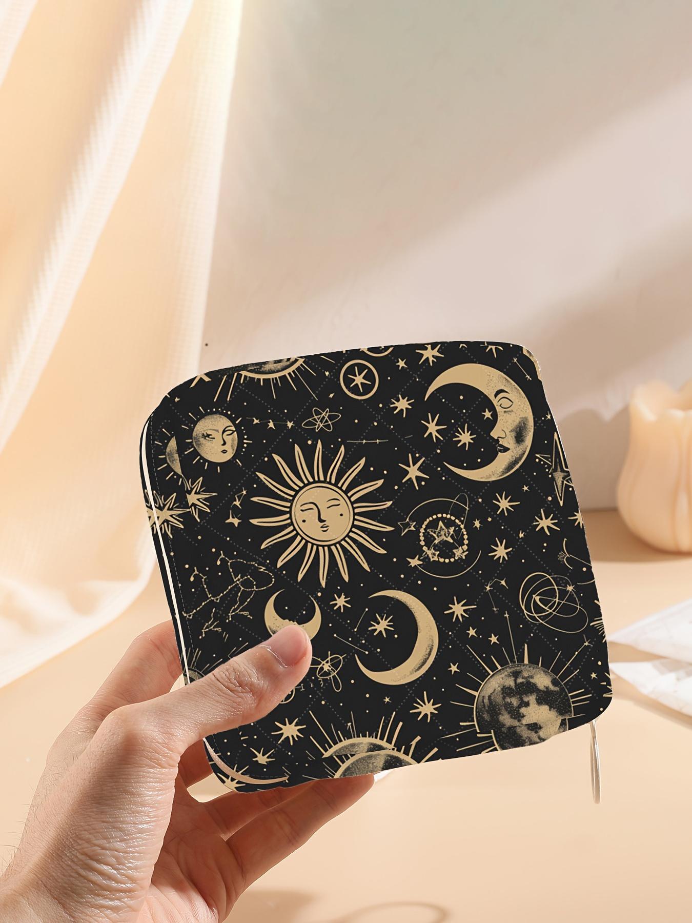 Moon & Star Pattern Portable Sanitary Napkin Storage Bag, Lightweight Tissue Bag for Women's Products, Travel Cosmetics Storage Bag, Travel Organizer Bag