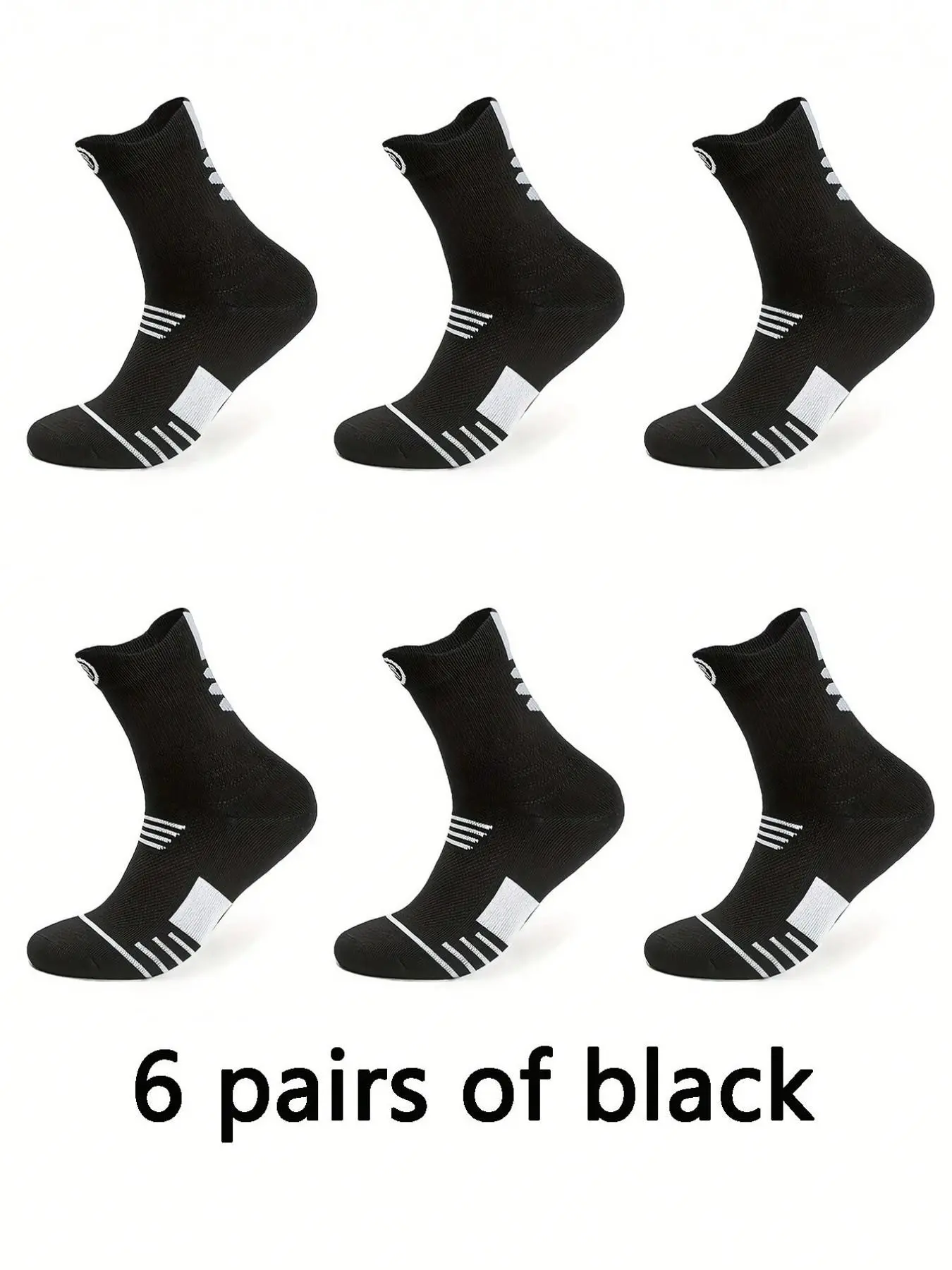 3/6 pairs.Men's Professional Basketball Socks, Compression Sports Socks, Breathable Sweat-Wicking, High Top, Comfortable Soft, All Seasons