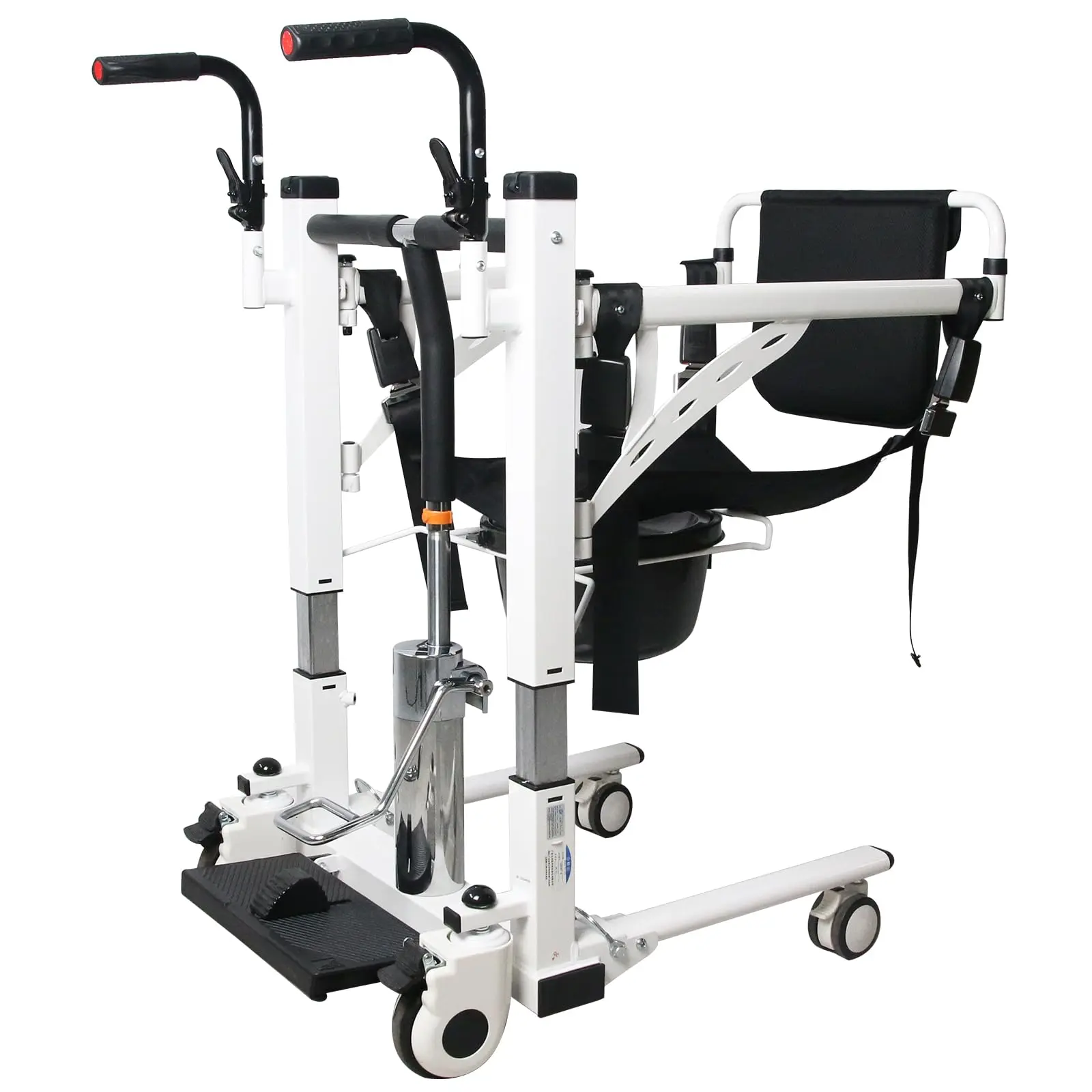 Patient Lift Transfer Chair,Hoyer Lifts for Home Use,Hydraulic Patient Lift Transfer Chair, Bathroom Wheelchair with 180° Split Seat and Potty, Portable Elderly Lift Bedside Commode Chair
