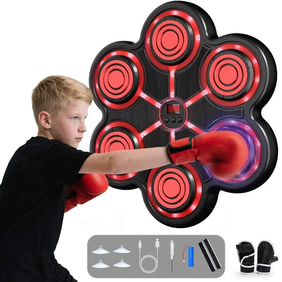 9 Speeds Music Boxing Machine, Large Size Music Punching Machine , Interactive Boxing Target Wall Mounted With Gloves