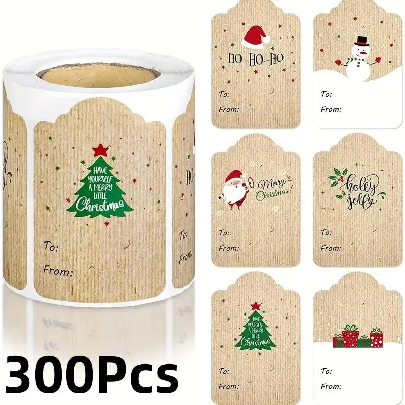 300 Christmas labels/roll, Santa Claus stickers, stickers, Christmas birthday gifts decorations