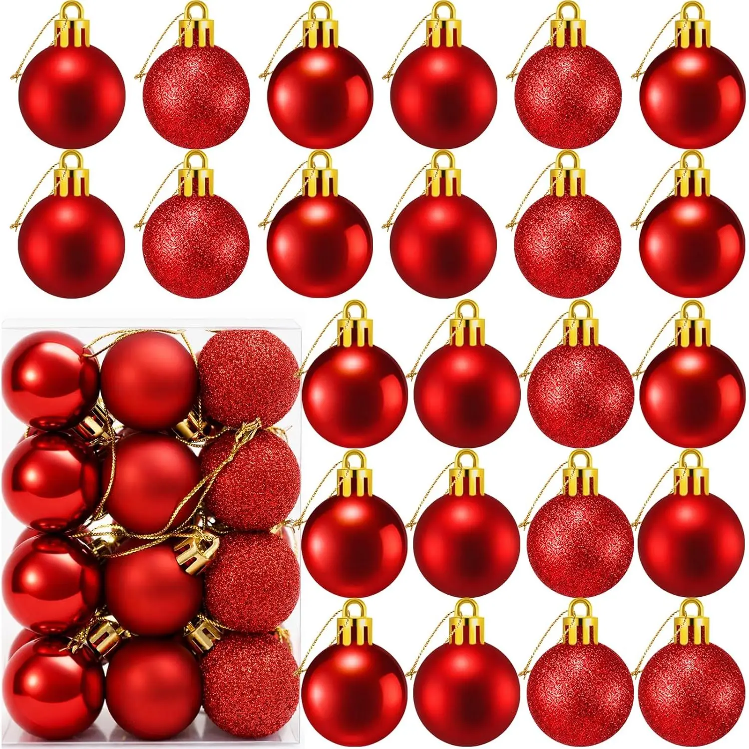 24 Count Small Red Christmas Ornaments Balls, Mini Red Ornaments for Mini Christmas Tree, Small Shatterproof Valentine Tree Decorative Hanging Bulbs Ball for Xmas Outdoor Party Decorations, 1.2 inchfidget toys
