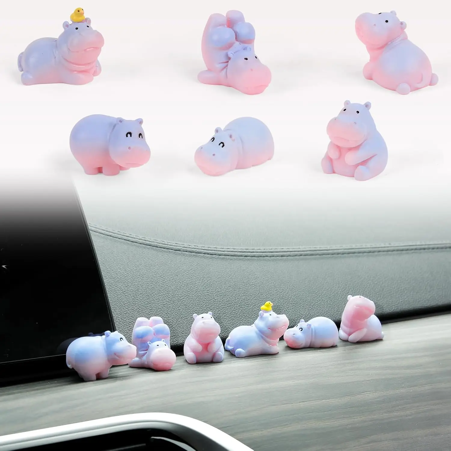 Mini Hippopotamus  Dashboard Figurines Set of 6 Cute 1inch Hippo  Decorations Kawaii  Interior Decor Accessories Gifts for Hippo Lover