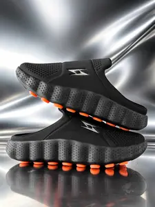 Men Off-White Breathable Perforated EVA Clog Mules Metallic Lightning Logo Wave Thick Sole Orange Massage Anti-Slip Studs Slip-On Casual Indoor Outdoor Walking Slippers