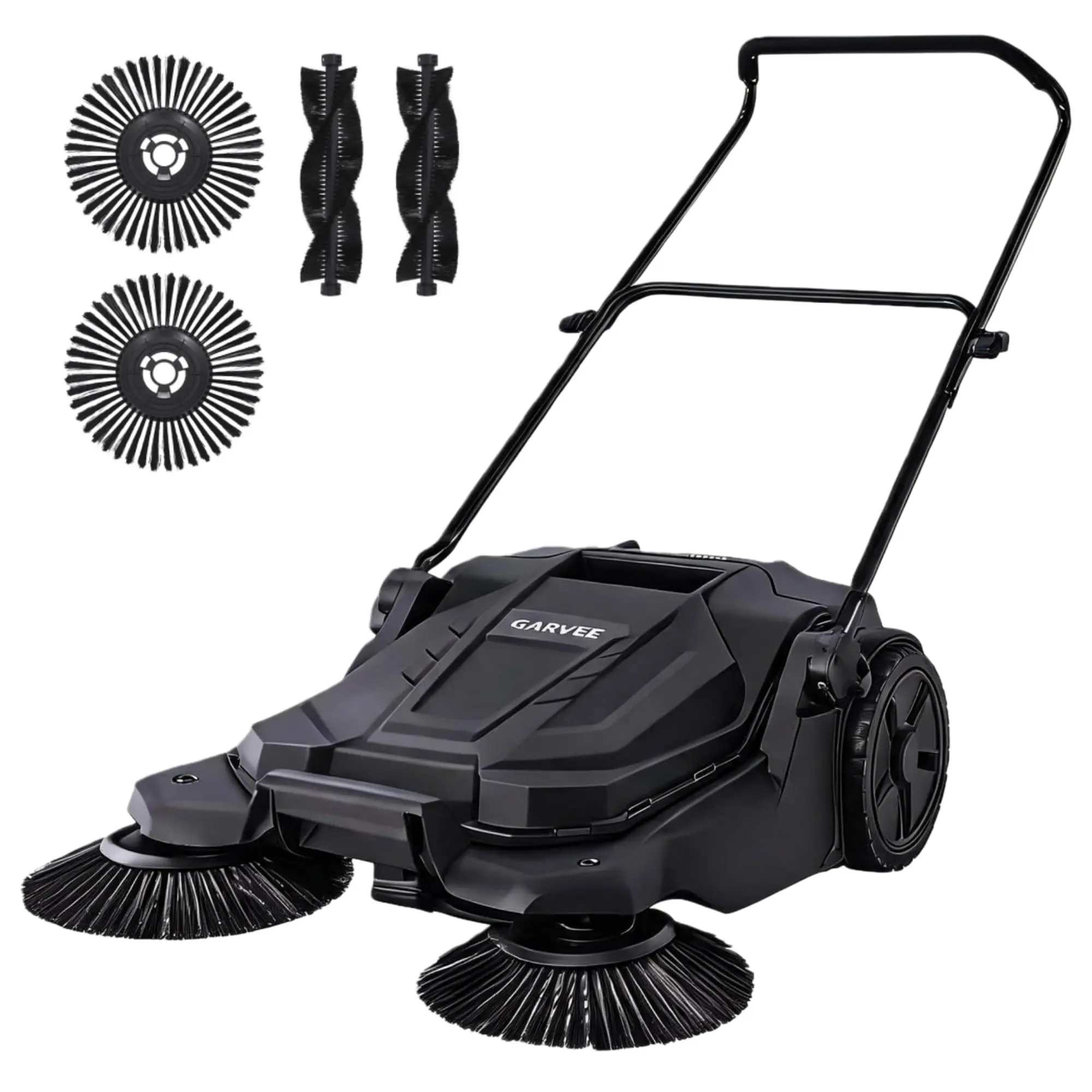25.6" Walk-Behind Floor Sweeper – 20L Large Capacity, Adjustable & Foldable Handle – 25.6" Sweeping Width – for Patio/Garage/Yard/Driveway