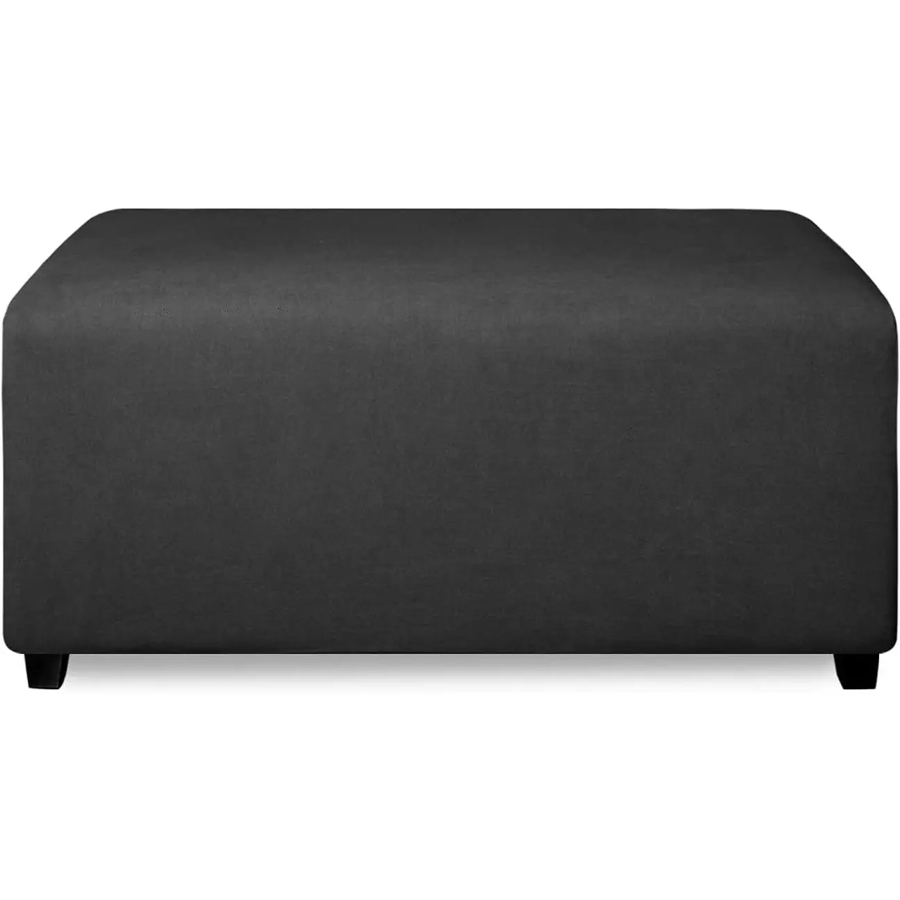 Stretch Rectangle Ottoman Cover Footstool Cover, Dark Gray |   Fleece Soft Form Fit Ottoman Slipcovers Rectangle Slipcover for Folding with Nonslip Elastic Bottom