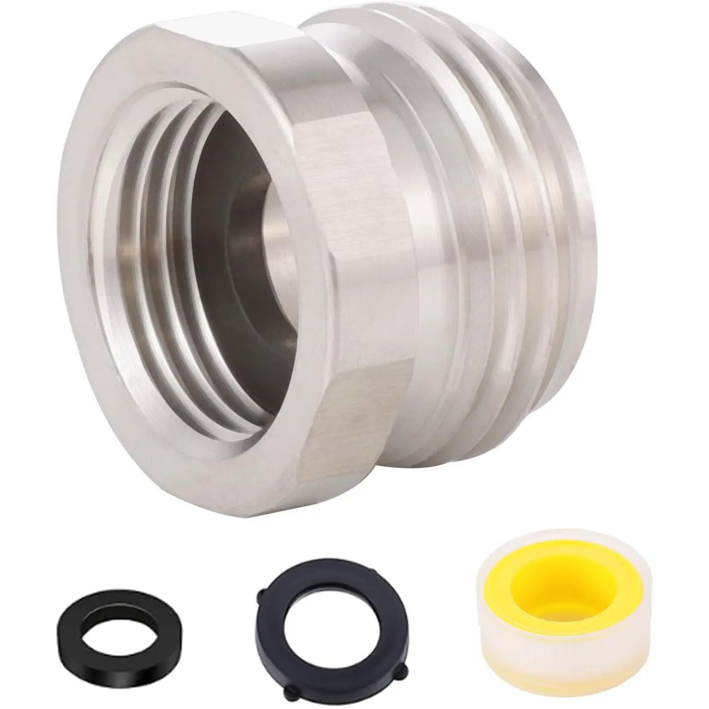 Garden hose to shower pipe/arm handshower adapter,G1/2 Female to GHT 3/4 adapter, Compliant,shower to garden hose adapter (304 stainless steel)