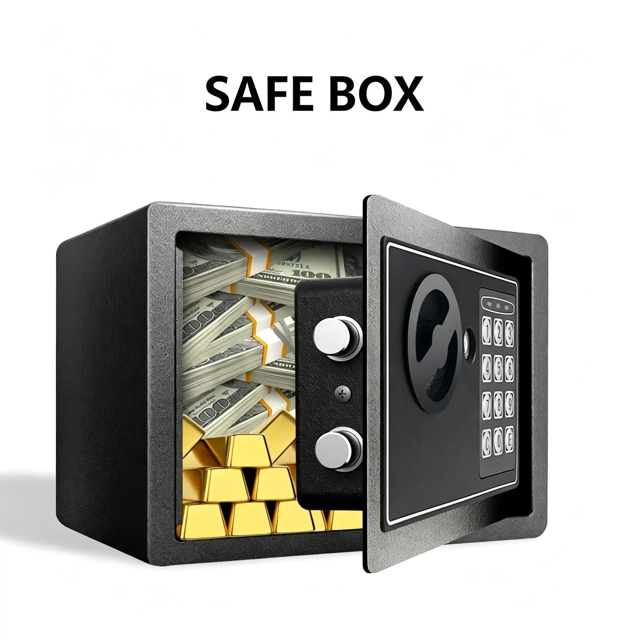 Home Mini Security Safe Box - 0.23/0.44 Cubic Ft, Compact Size, Digital Keypad Lock, Keys & Passcode Access, Easy and Secure Access, Black for Coin Jewelry Storage in Home Office Rooms