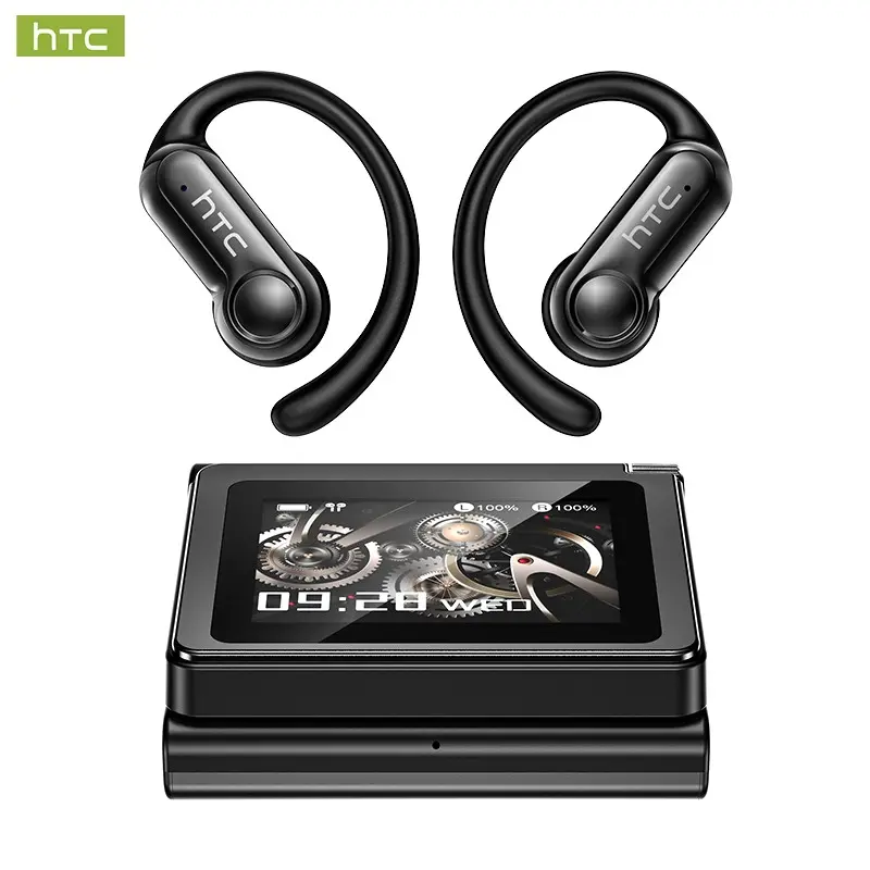 HTC NE80 Bluetooth V6.0 Wireless Earbuds with LCD Smart Touch Screen, Wireless Bluetooth Headphones with Screen, Ultra Long Battery, HD Mic, Gaming Audio, Waterproof Sweatproof, Travel Electronic Gift for Men Women