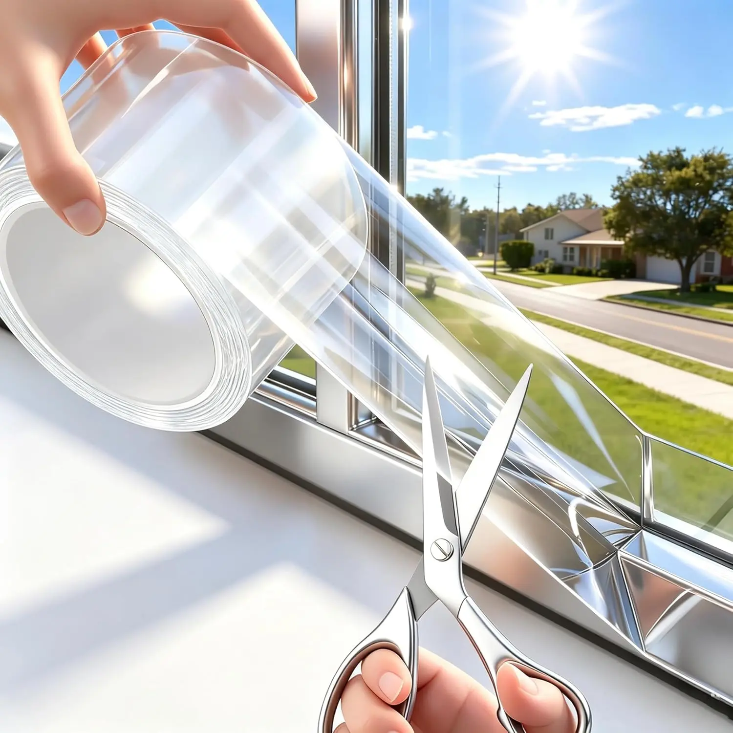 Clear Window Tape 2inx 33ft, Window Sealing Tape No , Transparent Window Insulation Tape for Window Draft Stopper, Door Gap, Glass,Window Screen Fix,Outdoor Indoor Window Temporary Repair