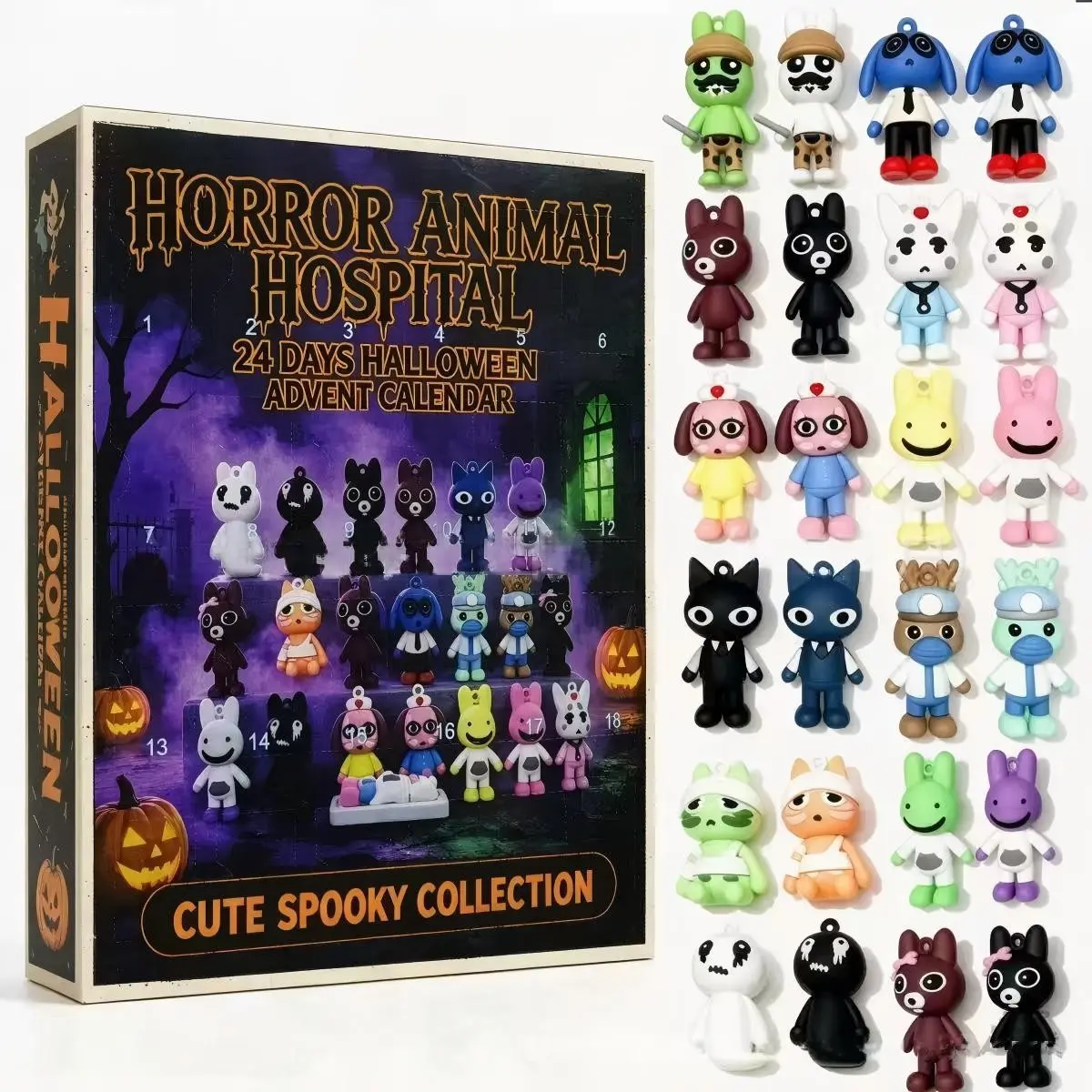 Halloween Countdown Calendar, 24 Days of Cute and Creepy Mini Dolls, Includes 3 Hidden Patterns, Surprise Toy Blind Box Gift