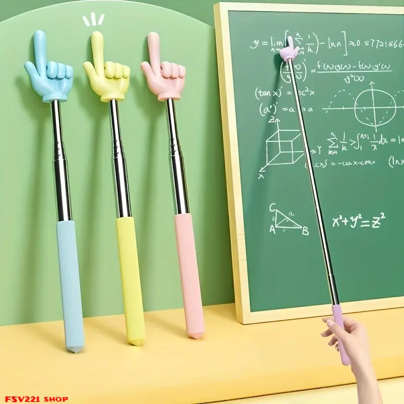 Telescopic Finger Pointer with Colorful Finger-Shaped Top - Multi-Color, Black/White Options - Parent Homeschooling Tool, Blackboard Pointing Aid, Teaching Accessory, Parents, Teachers