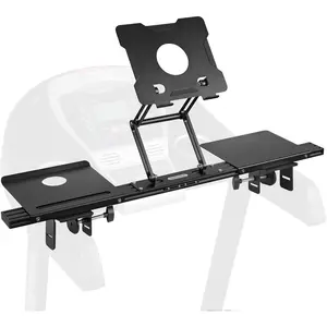 Treadmill Desk Attachment, Universal Treadmill Laptop Holder Adjustble Height Width, Aluminum Laptop Stand for Treadmill with Tray BlackGift