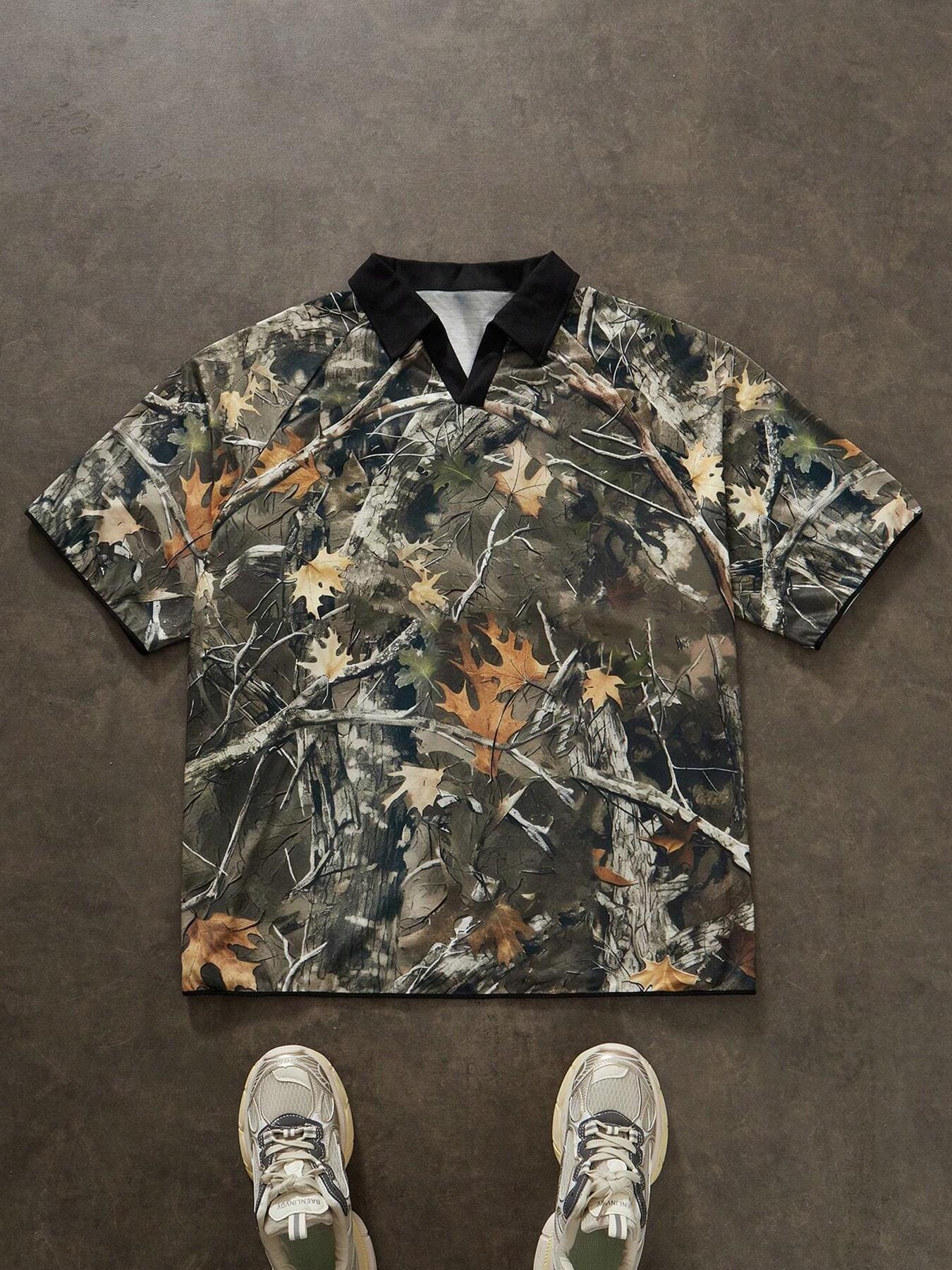 Men's Camo Print Polo Shirt, Casual Short Sleeve Top for Outdoor Activities, Fashion Men's Clothes for All Seasons, Menswear, Athletic Sports Clothing