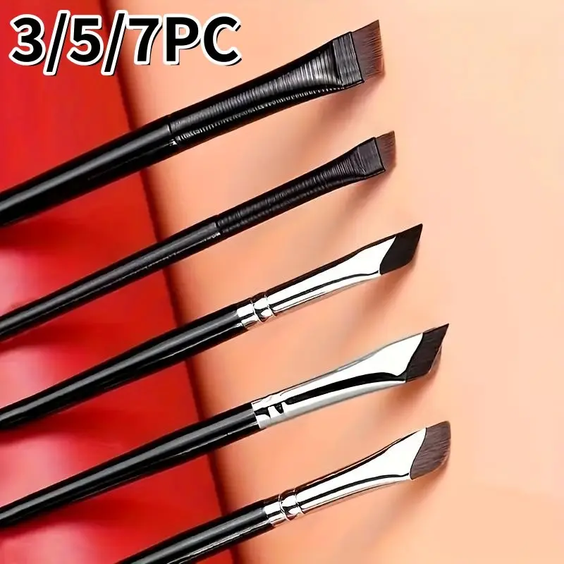 3/5/7pcs Precision Eye Makeup Brush Set, Brush Kit, Sickle-Shaped & Angled Eyeliner Brushes, Brow Brush, Travel-Friendly, Perfect for Gifts