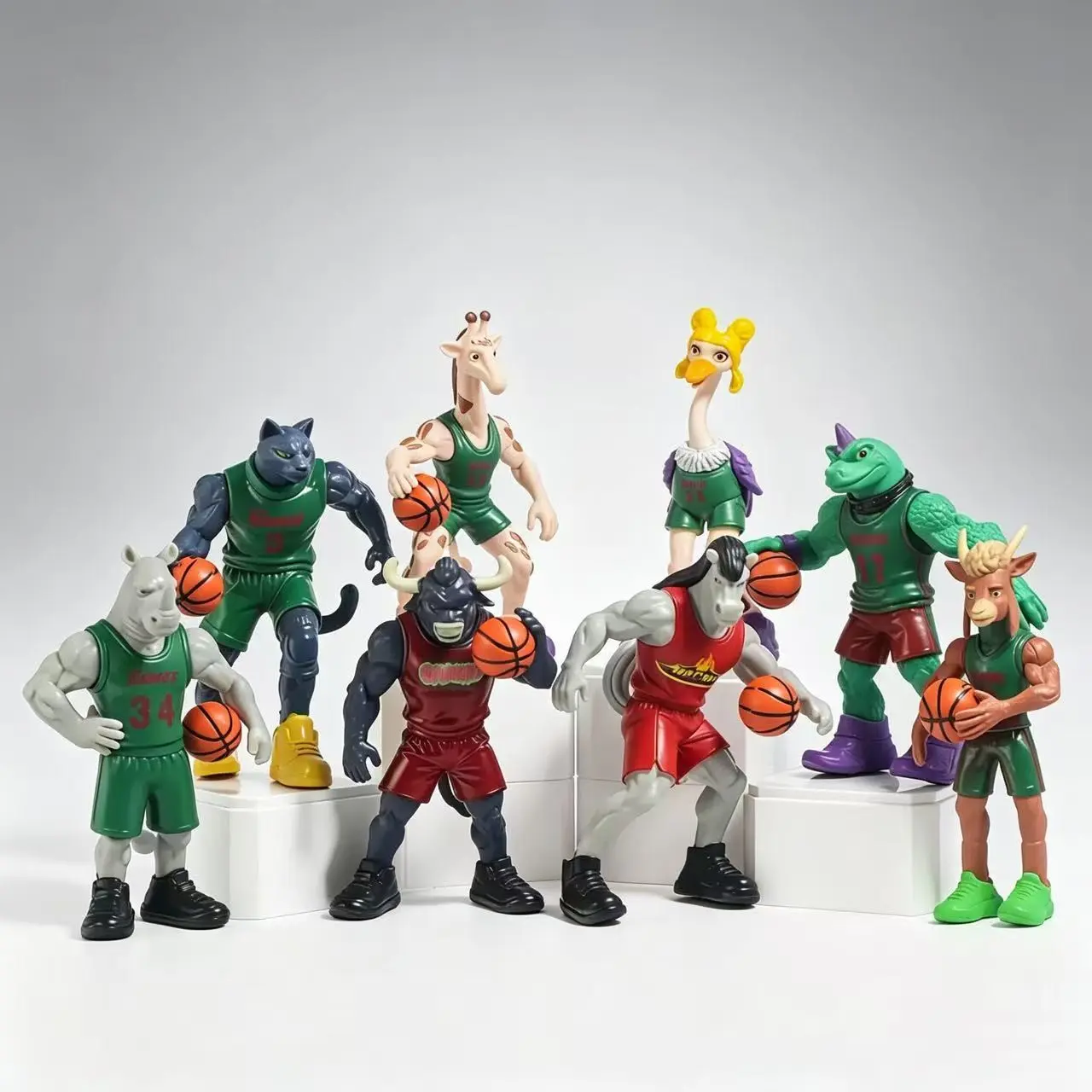 Animal Basketball Action Figures Set, 8PCS Fantasy Beast Basketball Player Figurines, Model Collectible Figurine, Cool Muscle Animal Athlete Dolls, Collectible Desktop Decor Toys, Gift for Boys Kids Basketball Fans, Collectible Figure Ornament