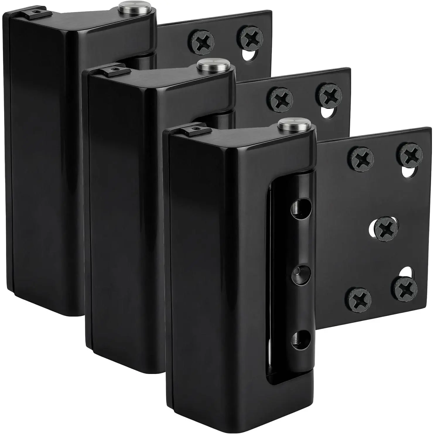3Pack Door Reinforcement Lock - 800LBS Duty Security Locks for Home & Apartment, Childproof Safety Locks from Inside, Aluminum Alloy, Black