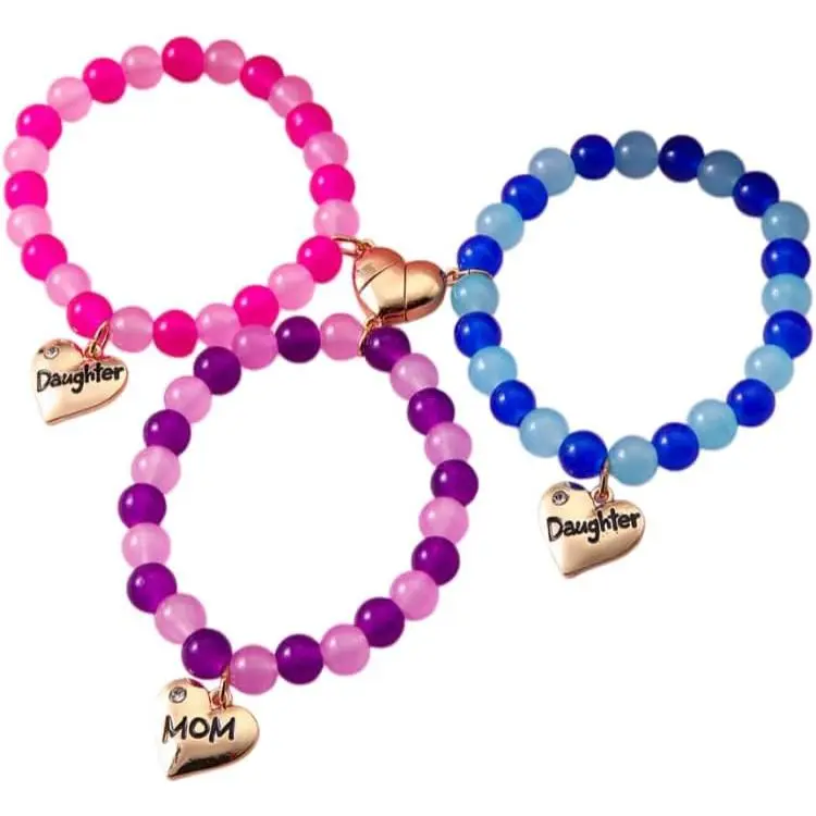 Colorful Beaded Heart-Shaped Matching Bracelets for  and Daughters  Friendship  Bracelets for Women and Men Sisters Birthday  Gifts