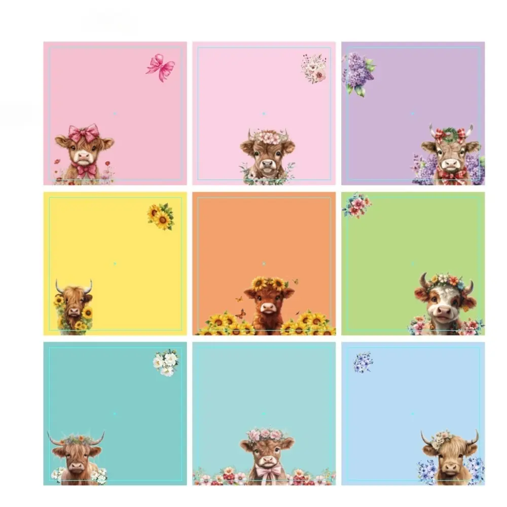 Colorful Cow Sticky Notes, Strong Adhesive Solid Color Memo Stickers, Creative Cute Little Notebook Markers for Students