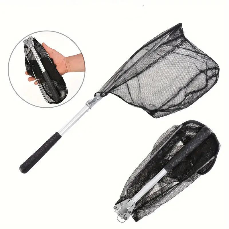 Fishing Net with Long Durable Extendable Handle, Foldable Nylon Mesh, Suitable for Freshwater and Saltwater, Extends to 19 Inches