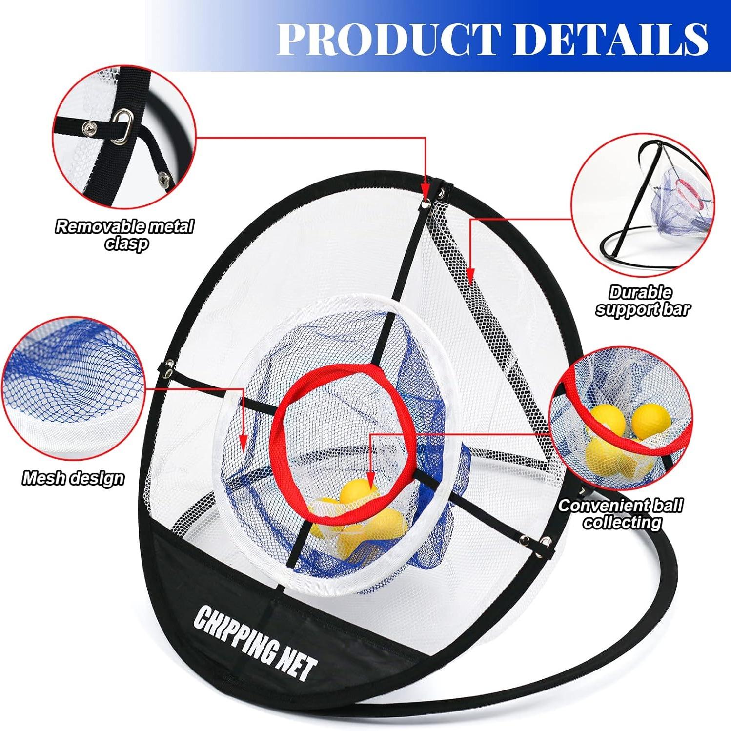 Golf Practice Net with Three-Layer Chipping Net Set, Portable Golf Target for Precision and Swing Training, Essential Golf Training Equipment, Golf Accessories, Golf Training Tool, Golf Training Accessory