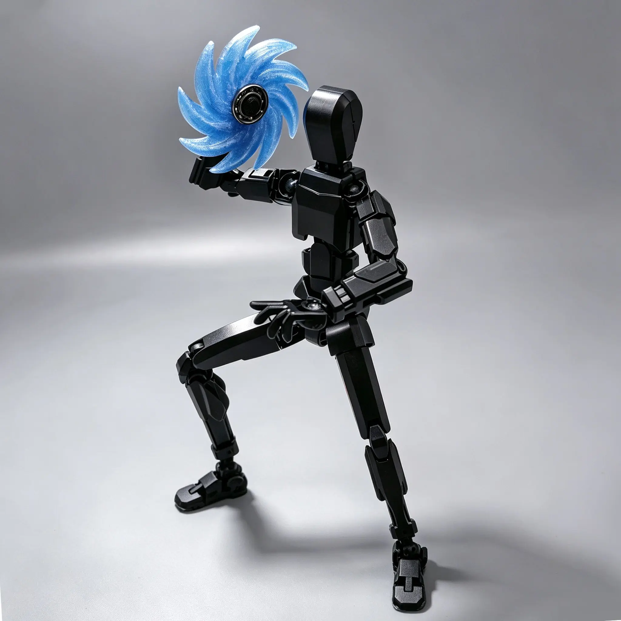 Lucky 13 Action Doll, 20cm 3D Printed Multi-Joint Poseable Robot Toy, Blue Spiral Energy Effect, Desktop Decor, Gift for Boys/teenagers