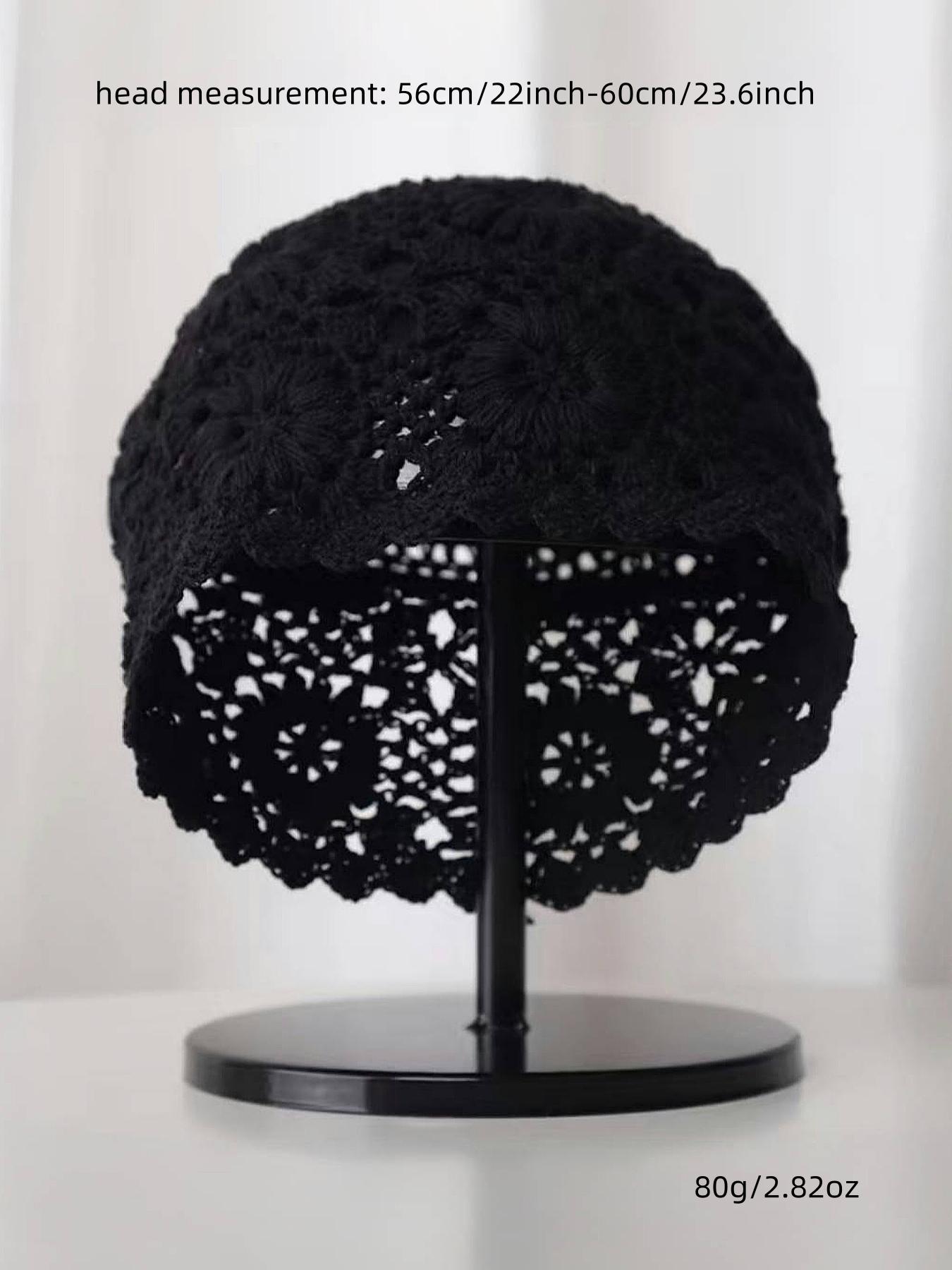 Women's Handmade Knitted Bucket Hat, Floral Design, Casual Loose-Fit, Perfect for Fall & Winter, Daily Wear Street Fashion, Knit Hats