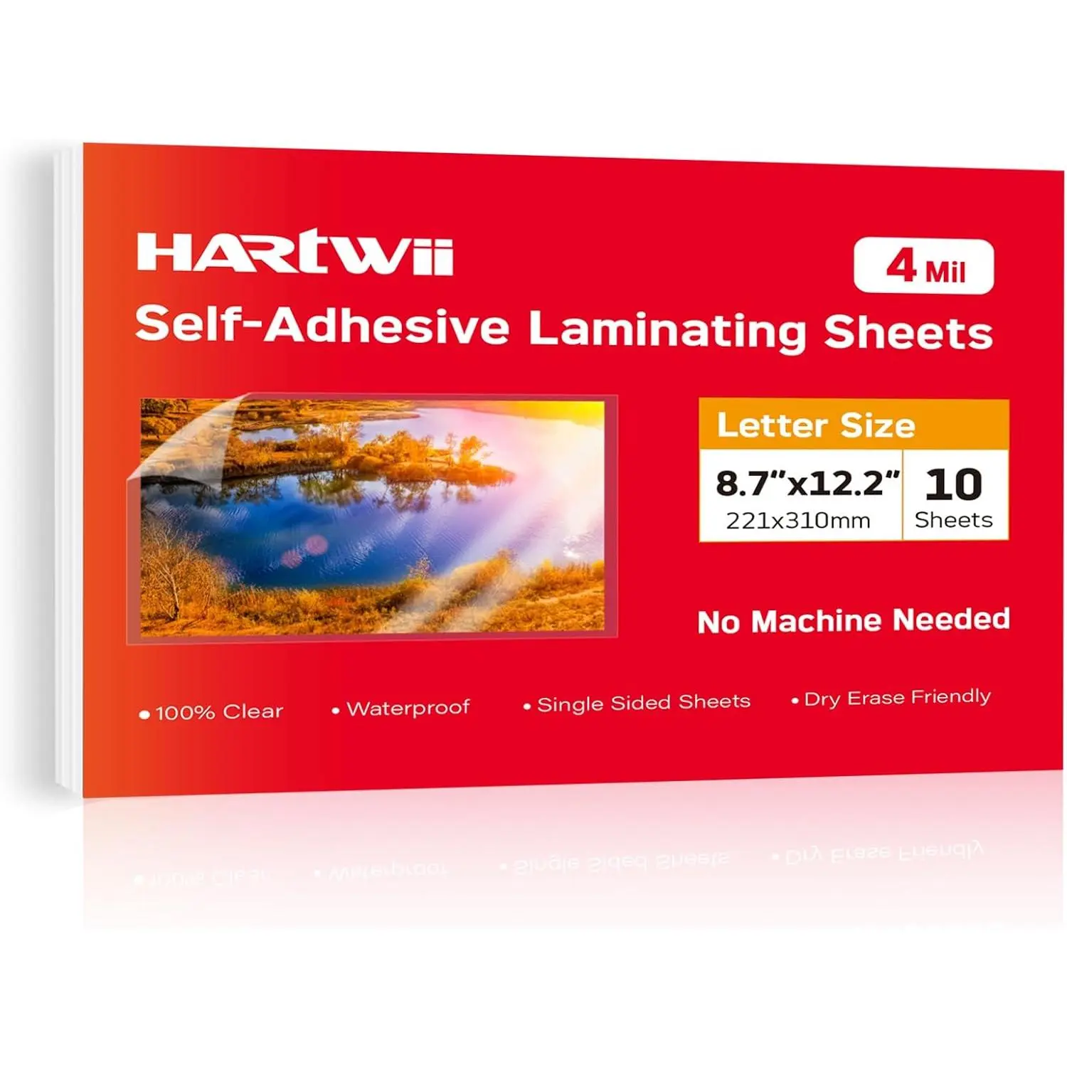 4 Mil Thick Self-Seal Letter Size Laminating Sheets, 8.5x11 Self-Adhesive Sheets (10 Count) for Protecting Docs, No Machine or Heat Needed