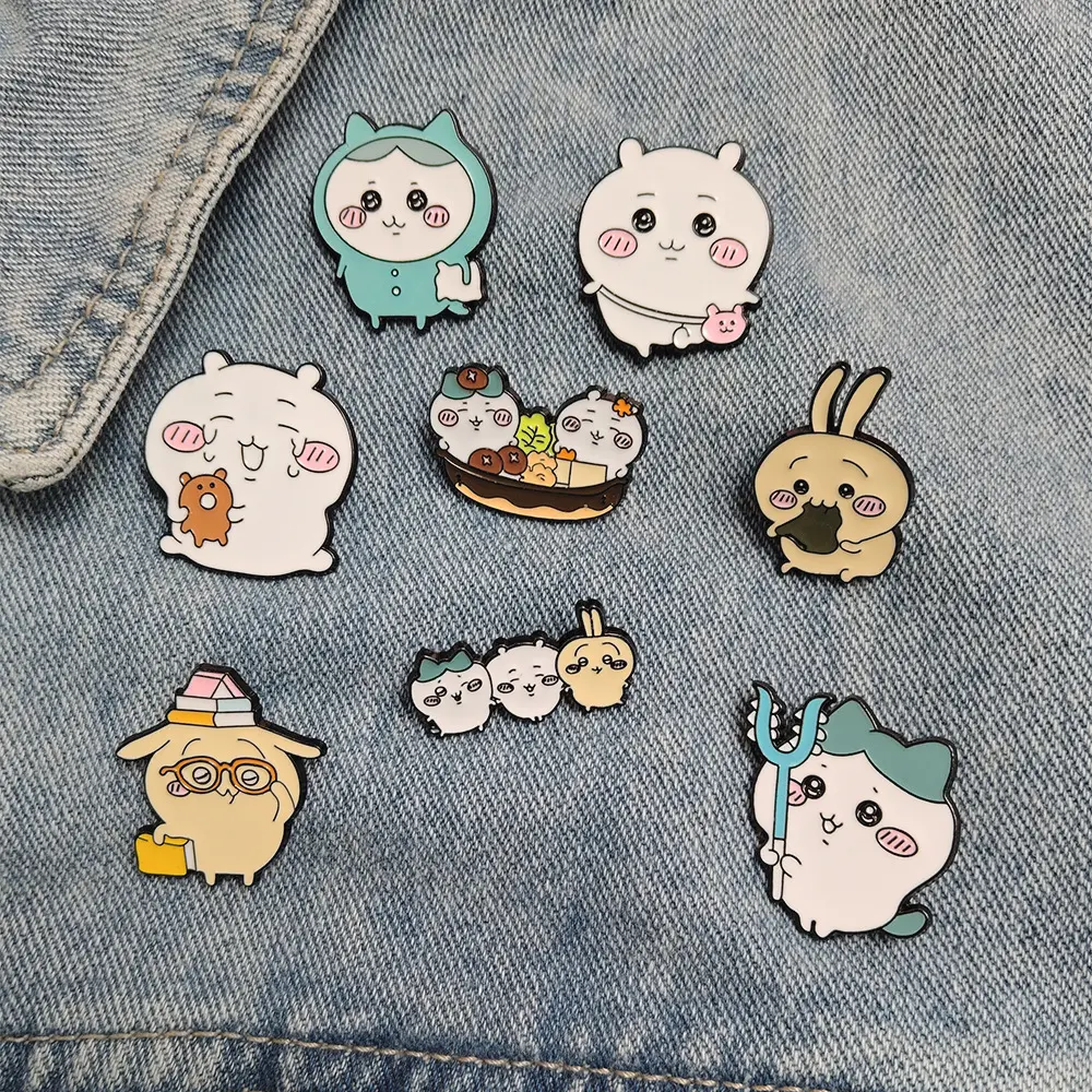 Set of 3 Cartoon Badges: Usagi, Chiikawa, and Hachiware