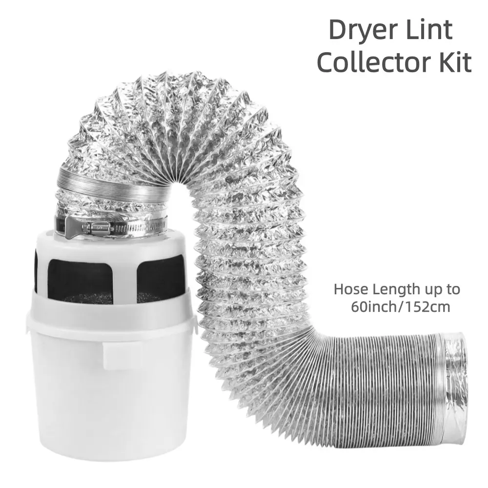 Dryer Vent Lint Collector Kit with 4-Inch Hose, Lint Trap Filter Bucket, Lint Catcher and Lint Removal, Easy-to-Install Dryer Cleaning Accessories