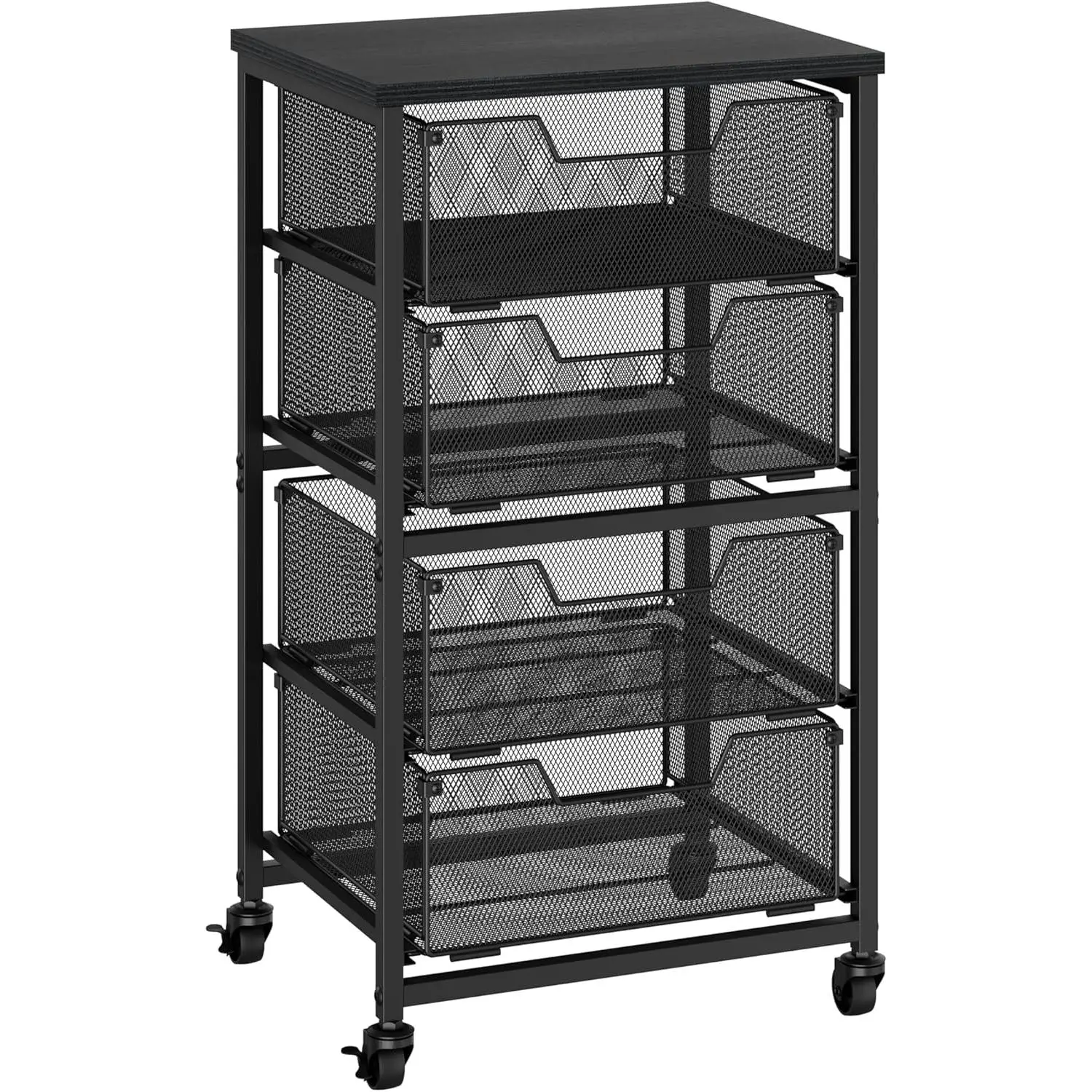 Rolling Cart with Drawers, 4-Drawer Cart on Wheels with Wooden Top, Cart with Drawers, Craft Art Cart for Classroom, Office,, Bedroom,Patent Pending