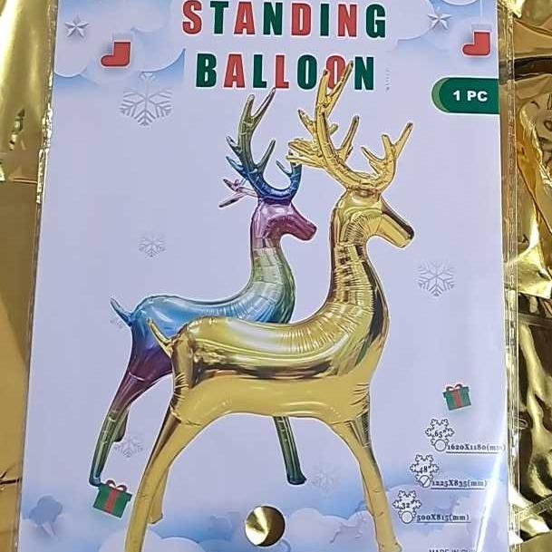 Christmas Decoration Reindeer  Mylar Foil Balloon Gold