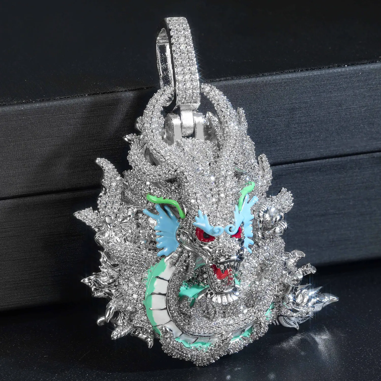 Big Iced Out Enamel Dragon Head Pendant Necklace Solid Copper 18K Gold Plated Full Micro Pave Zircon Miami Hip Hop Style  Accessory Valentine Birthday,For Men Rapper meme gifts exquisite men's holiday haul christmas anniversary women fashion jewelr