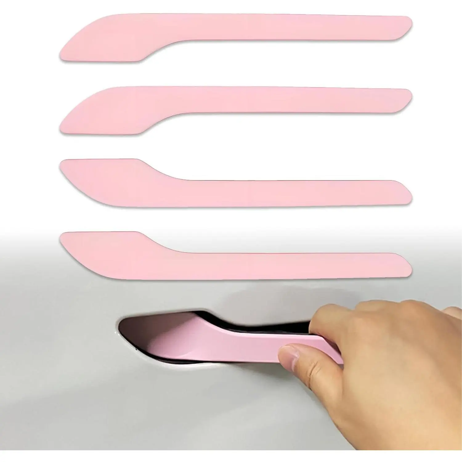 Fit Tesla Model 3(Highland) and Model Y(Juniper) 2017-2025 2026 Door Handle Decoration Cover,for Car Door Handle Sills Protection Wrap Accessories 4Pcs (Matte Pink)