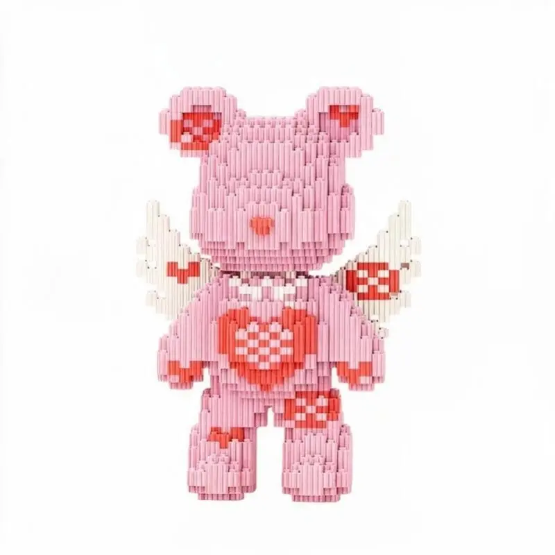 Micro-Particle Building Block Angel Bear Skull Bear Model, Creative Building Blocks, 1600+ Pcs DIY Stress Relief Toy Set, Home Decor, Adult Teen Birthday Gift, Ages 12+