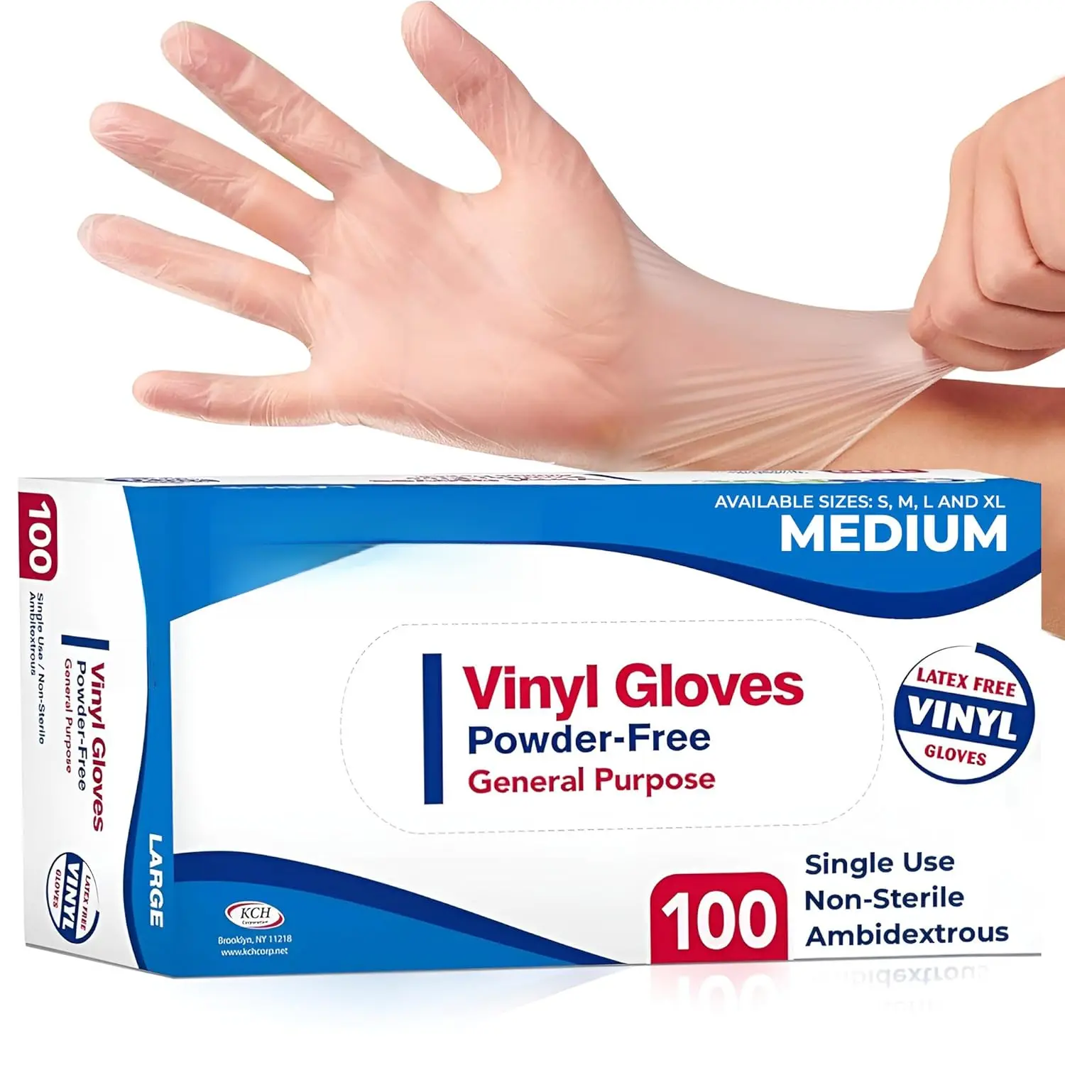 Latex-Free Vinyl Gloves Clear Medium Size 100 Count| Heavy Duty, Non-Sterile, Powder-Free, Rubber| Food Prep, Kitchen & Cleaning Gloves, Ideal for Professional Use