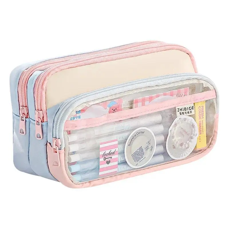 Kawaii Fabric Pencil Case - Large Capacity, Waterproof, Multi-Layer Pen Storage Organizer, Portable Korean Stationery for Back to School Supplies