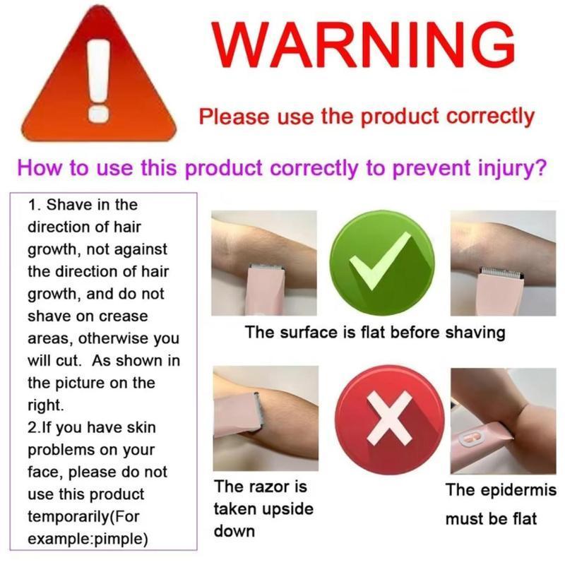 2 in 1 Electric Hair Trimmer for Women, 1 Box Waterproof Rechargeable Wet & Dry Use Hair Removal Tool, Women's Body & Facial Hair Trimmer, Cordless Hair Trimmer