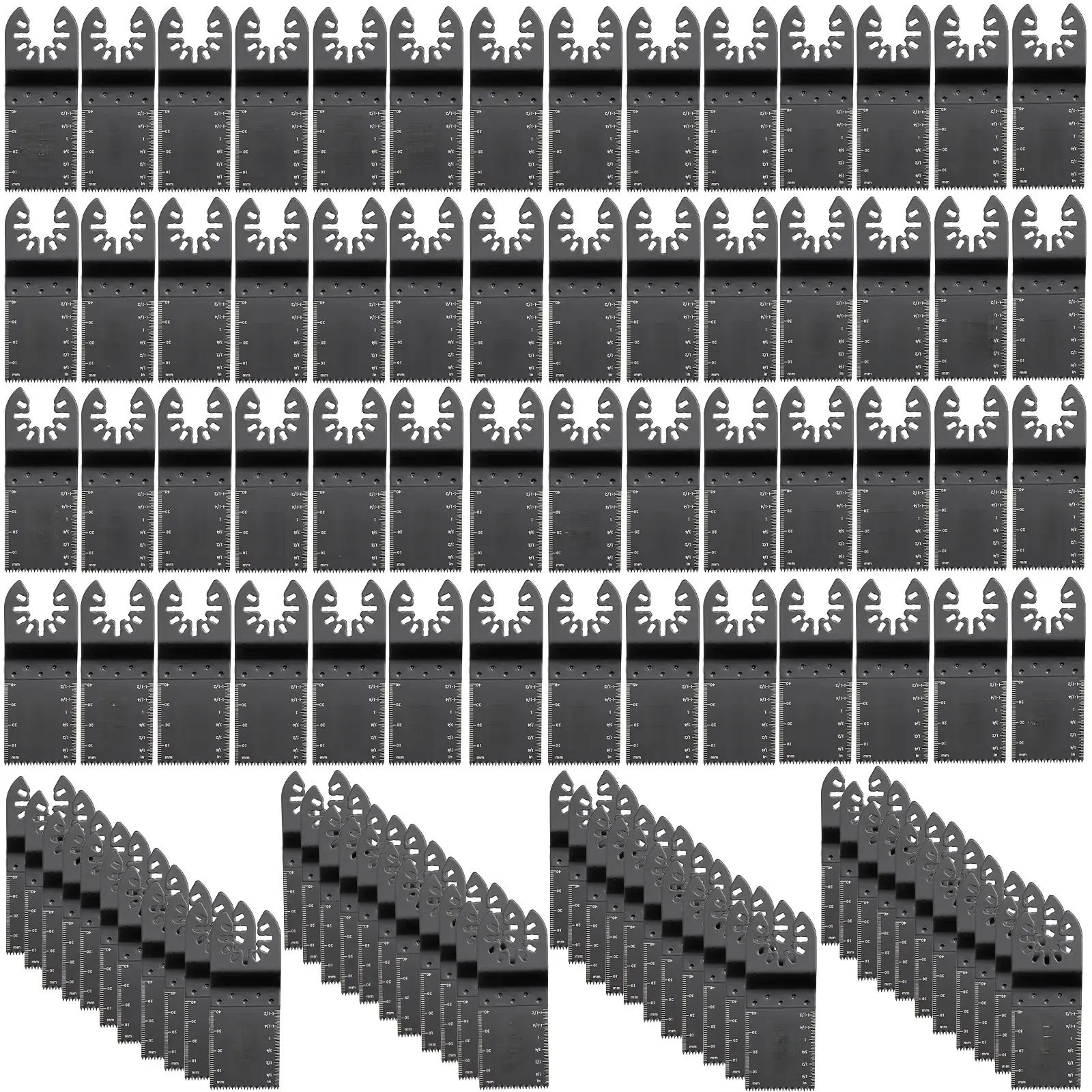 100PCS Quick Release Oscillating Tool Blades Kit, HCS Carbon Steel Cutting Blades for Wood, Plastic, Metal, Nails, Bolts, with Length Markers, Compatible with Dewalt, Dremel, Fein, Worx, Bosch, Makita, Milwaukee (Workshop Use)
