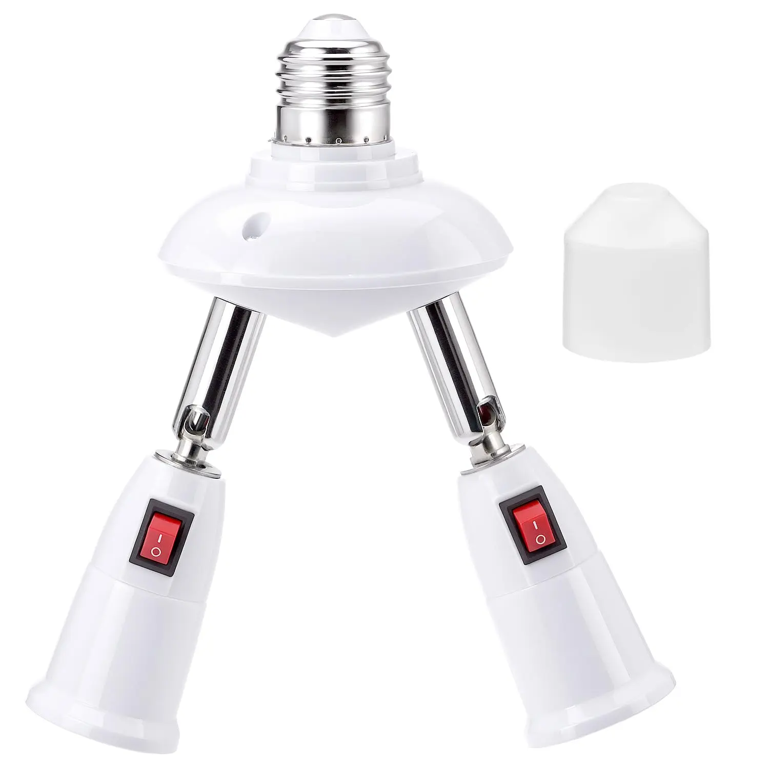2-in-1 Light Socket Extender, E26/E27 Bulb Extension Holder, 360° Adjustable  Sockets, for LED,  Cameras
