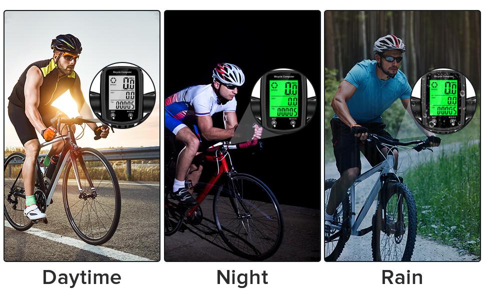 Bike Computer and Bicycle Wired MPH KM/H Bike Speedometer with Automatic Wake-Up Cycling Speed Tracker LCD Display & Single Mileage & Multi-Functions Accessories