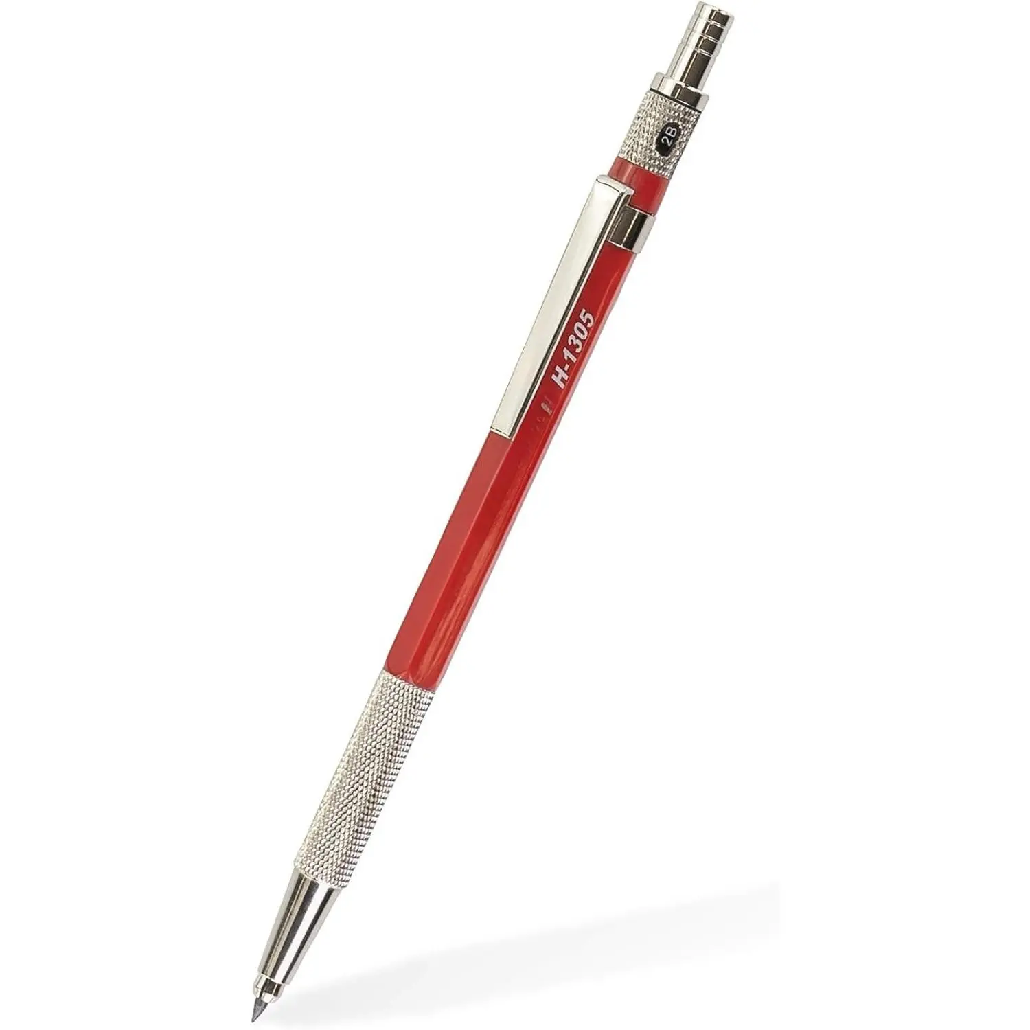 2mm Stainless Steel Lead Holder with Lead Sharpener - Red Draft Pencil, Professional Writing Tool for Artists' Sketching