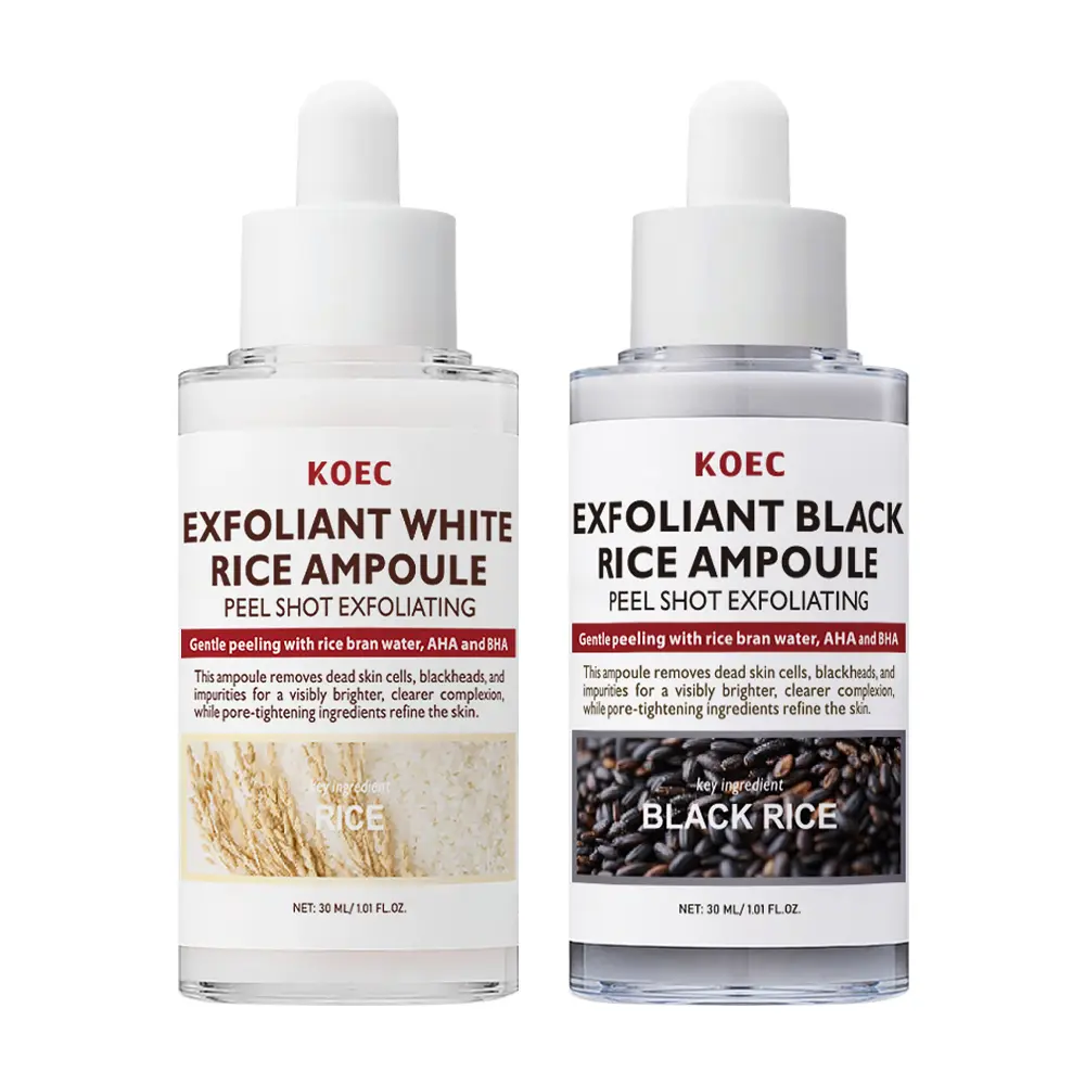 Mini Exfoliating Toner Set (2-Piece), Rice Water & Black Rice Liquid with AHA BHA PHA to Hydrate and Refine Uneven Texture for Smoother Skin, Moisturizer, Skin Repair, Multi-Pack, Black Rice Exfoliating Water