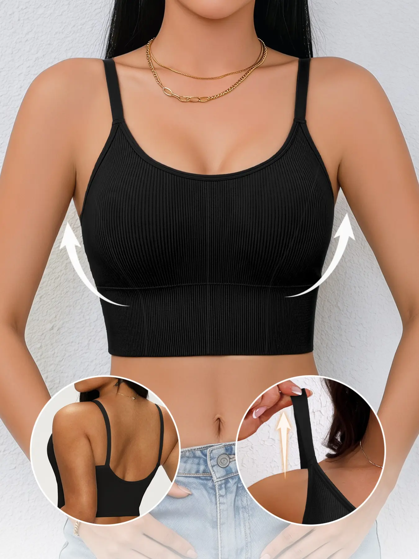 Women's Plus Size Underwear Strapless Bra, Plain U-Neck, No Underwire, Detachable Pads, Seamless Back Design, Casual All-Season Wear